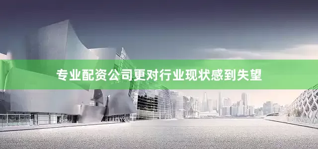 专业配资公司更对行业现状感到失望